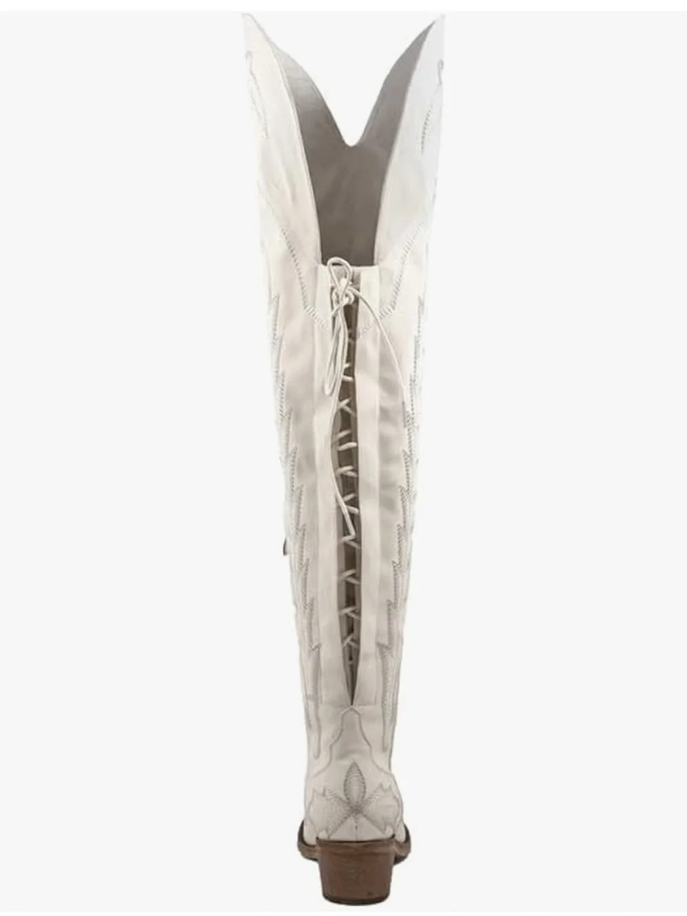 Thigh High Cowboy Boots Wide Calf Western Embroidered Over The Knee Chunky Heel